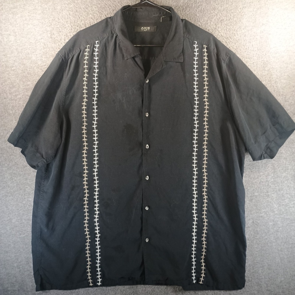 Axis LA 100% Silk Short Sleeve Shirt Men XXL Floral Print Button Up Casual